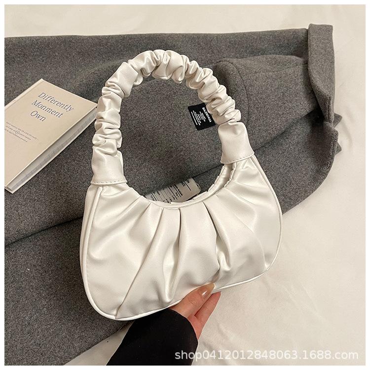 

Нишевый дизайн плиссированная сумка-облако женская 2025 новая трендовая модная текстурная универсальная на плечо подмышку белый