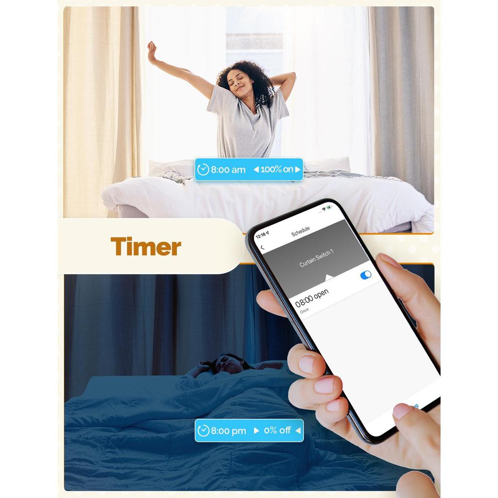 WiFi Smart 2.5D Arc Glass Touch Panel Curtain Switch for Roller Blinds Shutters APP Remote Control Work With Alexa Google Home