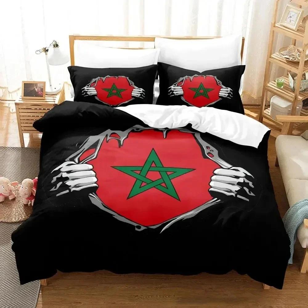 Luxury New 3D Print Morocco Flag Comfortable Duvet Quilt Cover Pillowcase Bedding Set Children Bedroom Decoration Home Textile