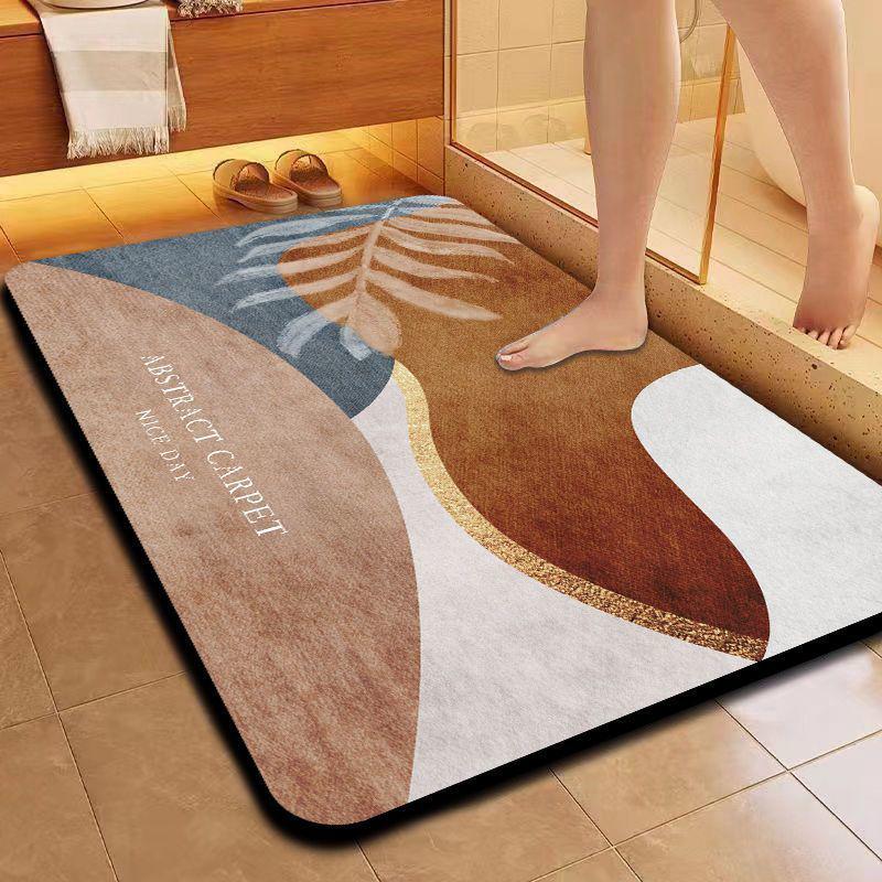 Simple Bathroom Door Diatomaceous Earth Floor Mat - Water Absorbent, Stain Resistant, Wear Resistant, Easy to Clean Foot Pad