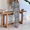 2025 Autumn/Winter Bat Sleeve Printed Two-Piece Set for Women