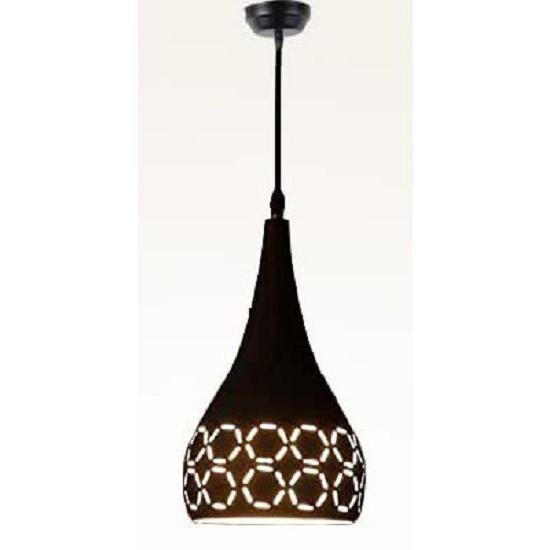 Metal Cut Hanging Light Ceiling Pendant Lamp, 6" Small, Black, Pack of 2
