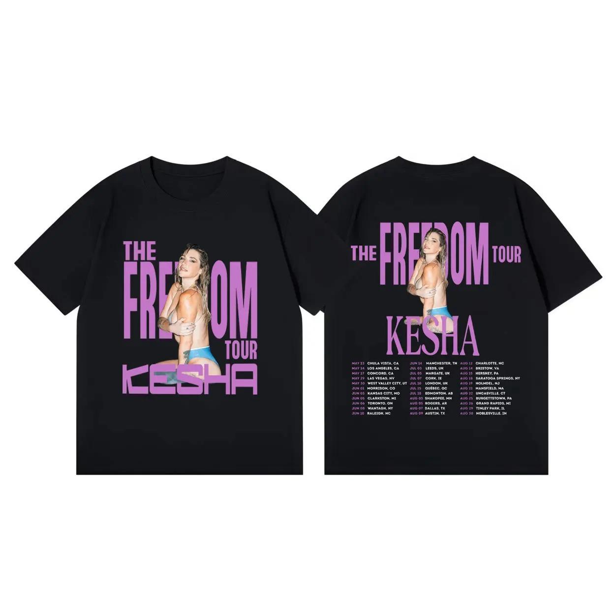 Унисекс Женская Хлопковая Футболка Высокого Качества Kesha The Freedom Tour 2026 Графические Футболки Модная Эстетика Y2k Футболки с Коротким Рукавом S