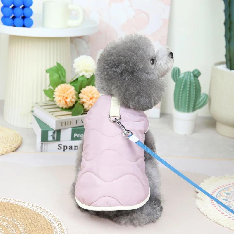 

Winter Pet Coat Harness Vest Jacket Puppy Dog Clothes Yorkie Pomeranian Bichon Frise Poodle Schnauzer Pet Clothing Outfit XL S розовый