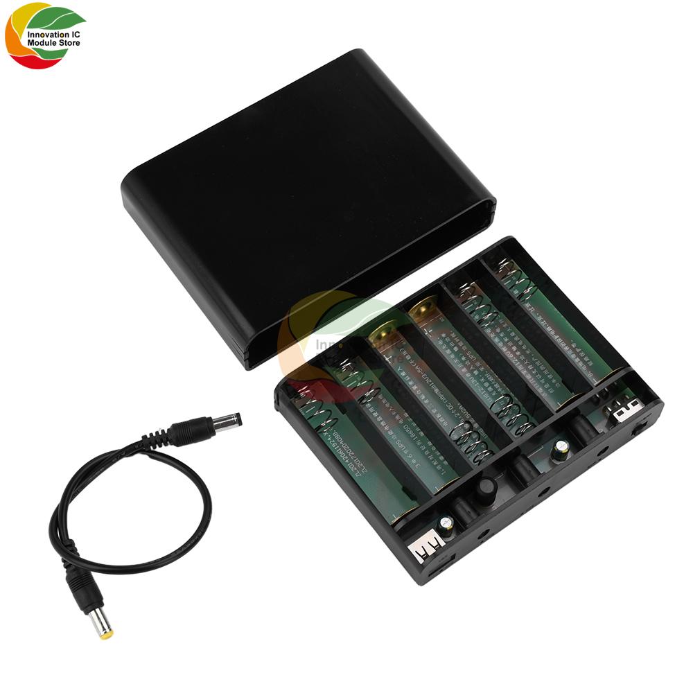 

5V 9V 12V Output UPS Uninterrupted Power Supply Power Bank Box for Router Cellphone Power Storage Case 6x 18650 Battery чорний