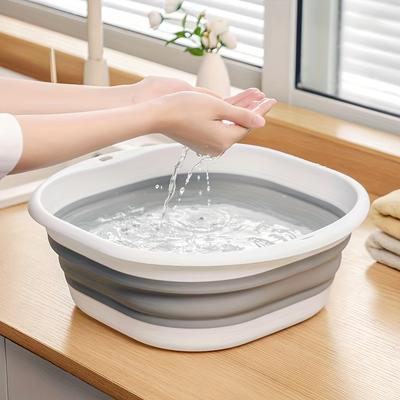 Lavabo pieghevole portatile da 1 pezzo per uso domestico, dormitorio ed esterno - Lavabo pieghevole in plastica ispessita per lavare piedi e mani