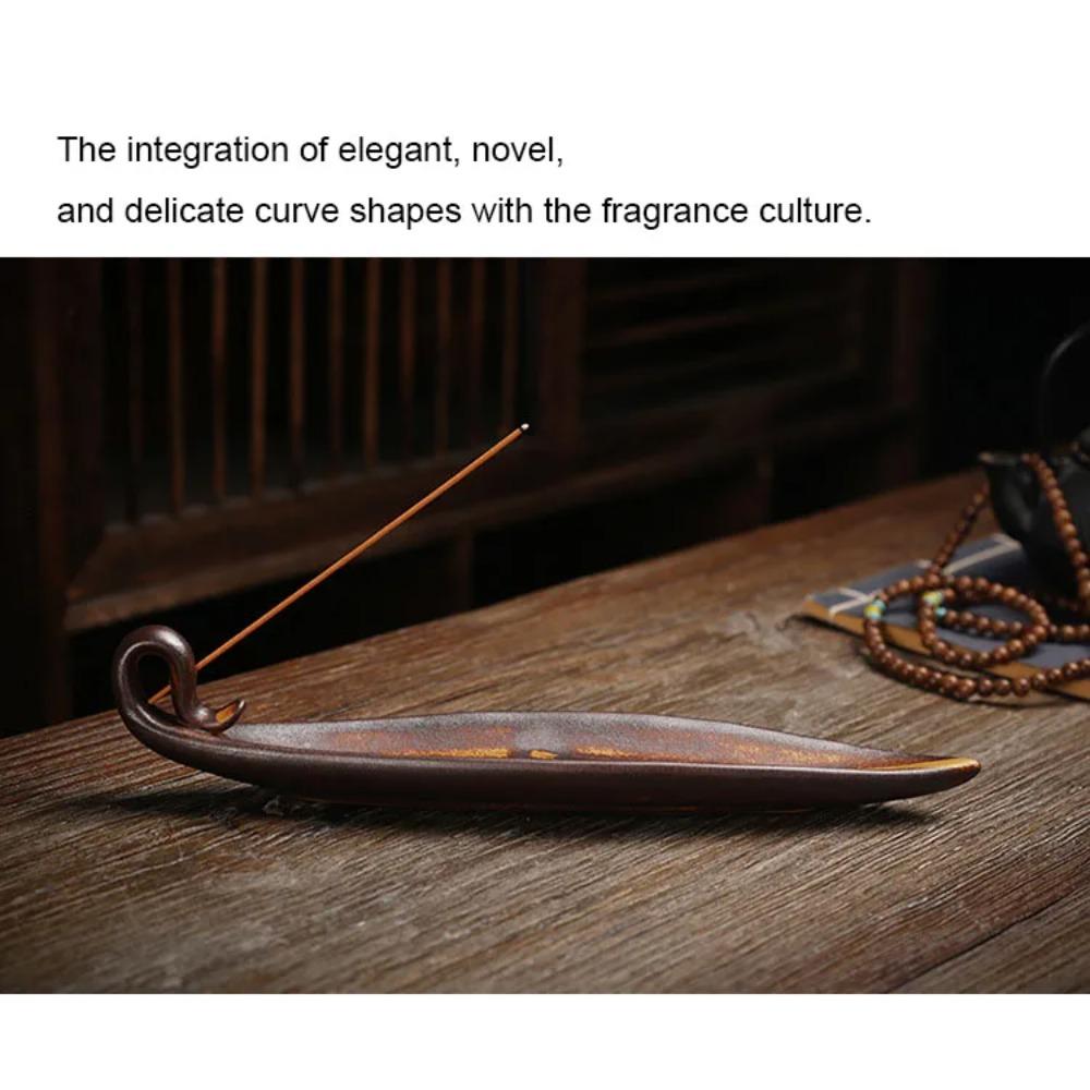 Chinese Style Retro Fishing Line Incense Burner, Home Decoration with a Flat Boat Lying Incense Diffuser Incense Pedestal