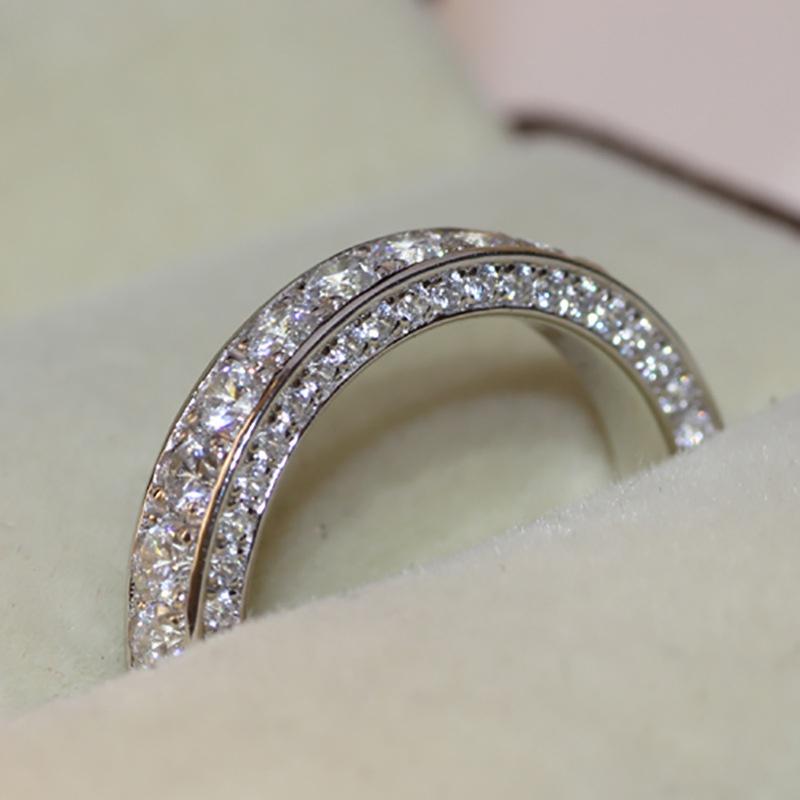 Luxury Round Wedding Rings For Women Trendy Jewelry Metal Inlaid White Zircon Anniversary Party Engagement Ring