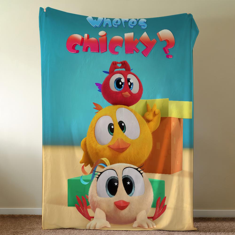 W-Wheres C-ChickyS Cartoon Blanket Throw Super Cosy Plush Living Room Sofa Couch Childish Birthday Gifts