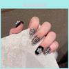 Retro Vintage Manicure Nail Sticker Black And White Plaid Pearl Floral Wearable Nail Patch