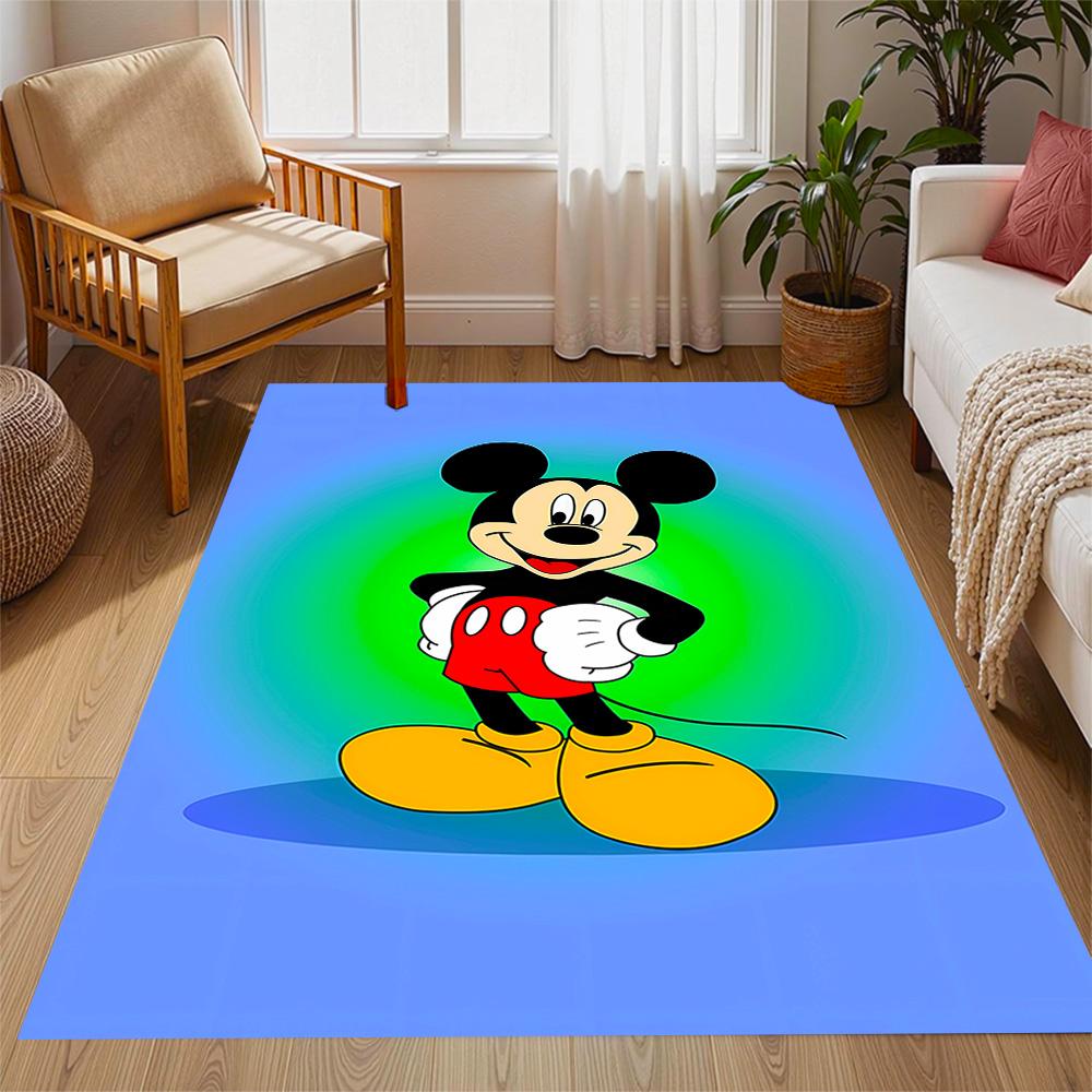 Mickey Mouse In Starry Night Disney Cartoon Theme Anti-Slip Rug - Polyester, Home Decor, Suitable for Bedrooms, Living Rooms, Doorways, and Studios