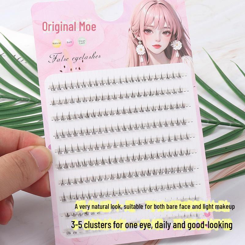 "Small Flame Lower Lash Clusters: Natural-Look False Eyelashes with Transparent Band"