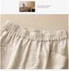 Women's 2024 Retro Cotton-Linen Elastic Waist Shorts with Large Pockets, Wide-Leg, Slimming, Straight-Leg, Versatile Design