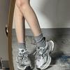 Mashuzhuyi 2025 Silver Chunky Sole Height-Boosting Women's Running Sneakers