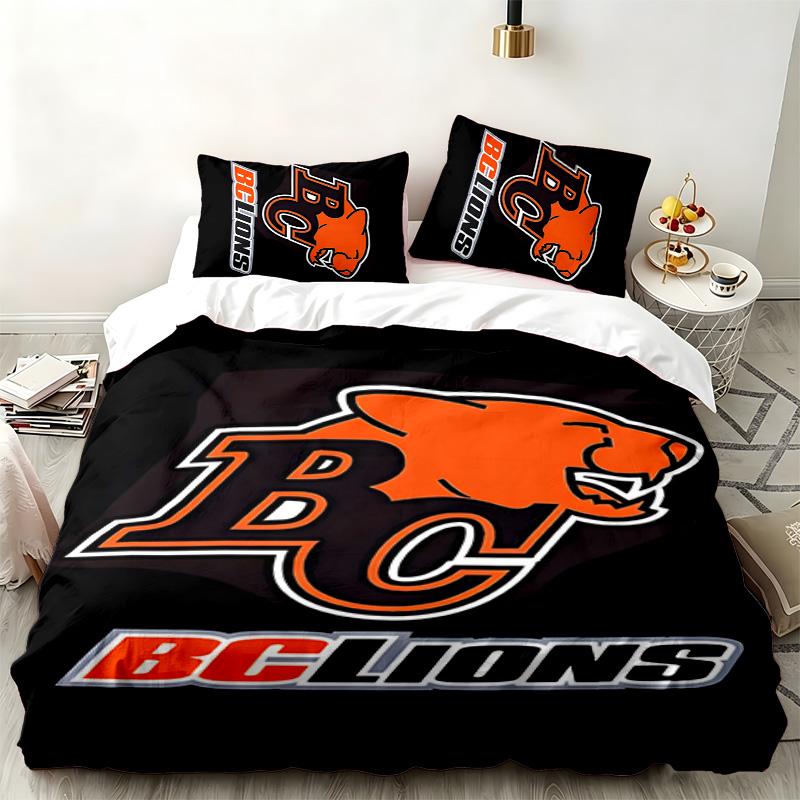 BC Lions Football team 3pc set Perfect for bedroom use Comfortable bedding set includes a duvet cover and two pillowcases Ideal birthday or Christmas