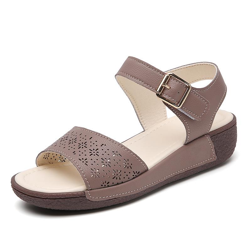 

Summer cowhide engraved comfortable mother shoes thick-soled rocking bottom sandals women s buckle outer wear women s cool 41