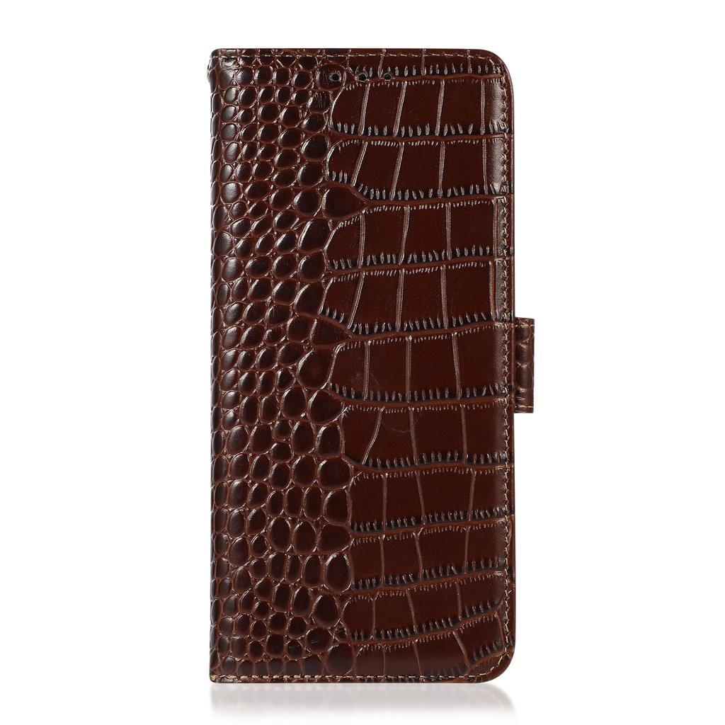 For iPhone 17 Pro Max Case Crocodile Texture Genuine Cow Leather Phone Wallet Cover