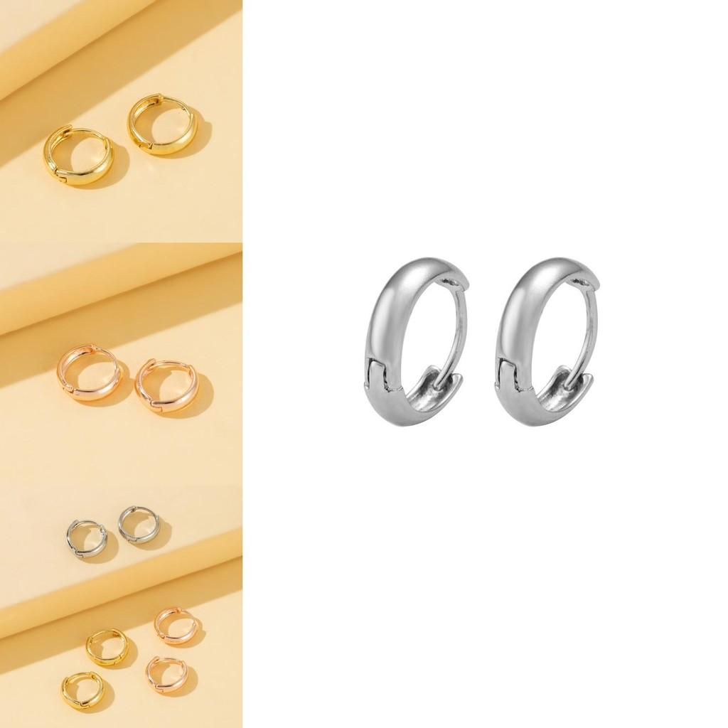 Minimalist Alloy Hoop Earrings Elegant Geometric Gold Silver Rose Gold For Ladies