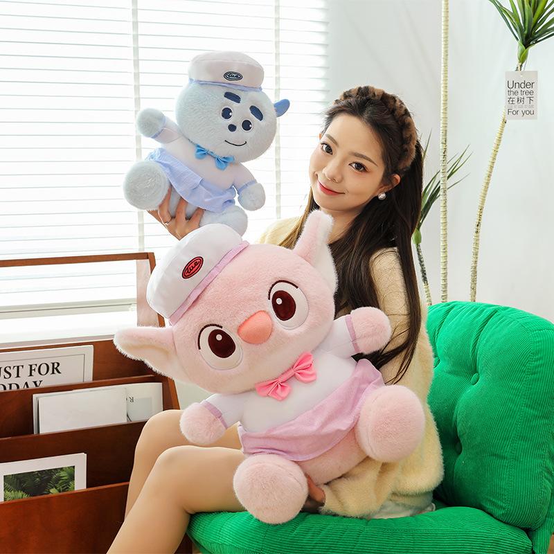 New Doll Beret Blue Haired Monster Cross Dressing Plush Doll Popular Cartoon Doll Cloth Doll Doll