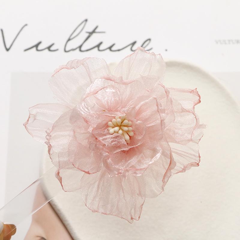 Decorative Organza Fabric Flower DIY Jewelry Accessories Soft Touch for Wedding Bridesmaid Party Hair Clip Making