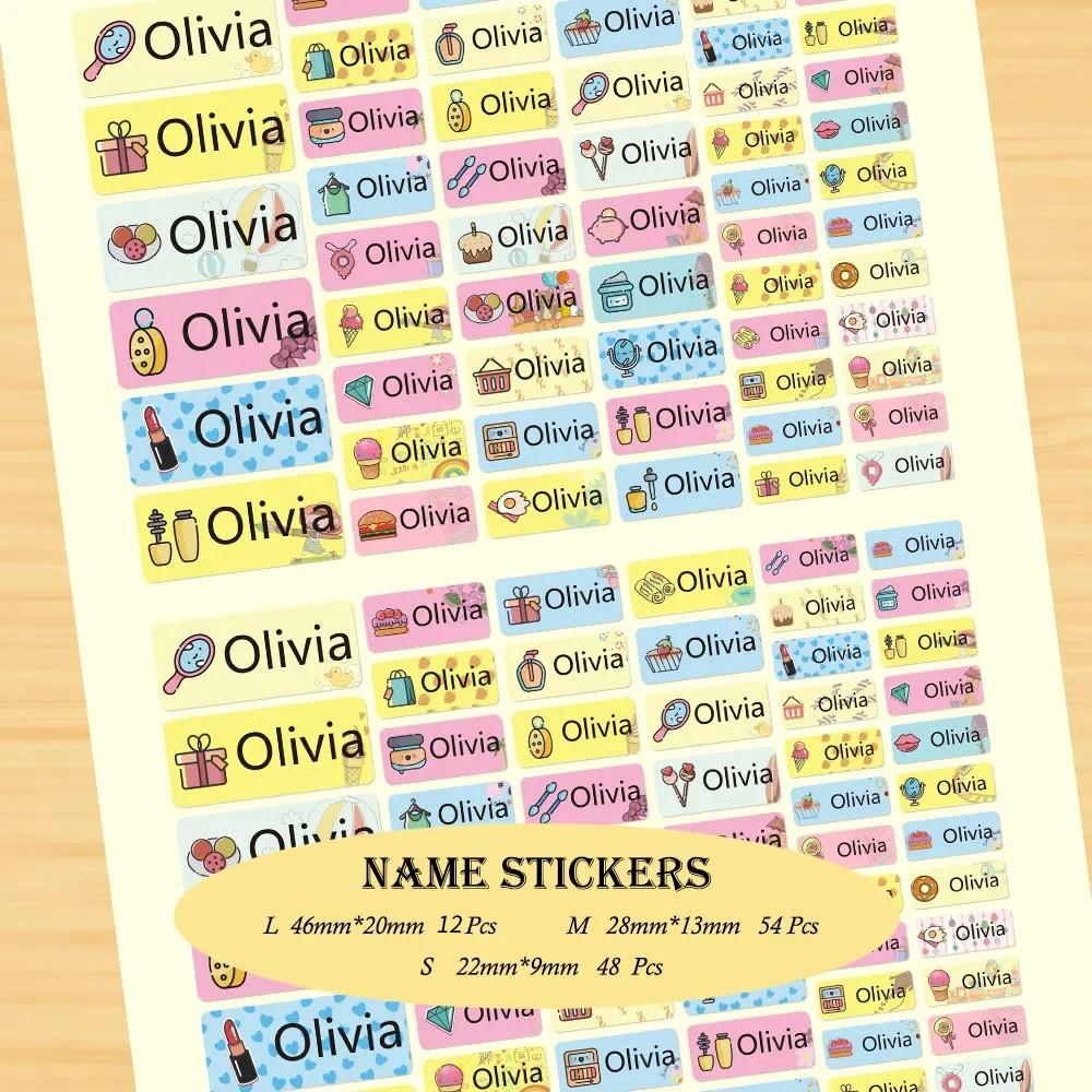 

114 шт. Мультяшные наклейки с именами единорогов, Персонализированные бирки для девочек, Детские водонепроницаемые мультяшные этикетки для школьных канцелярских товаров, Скрапбукинга