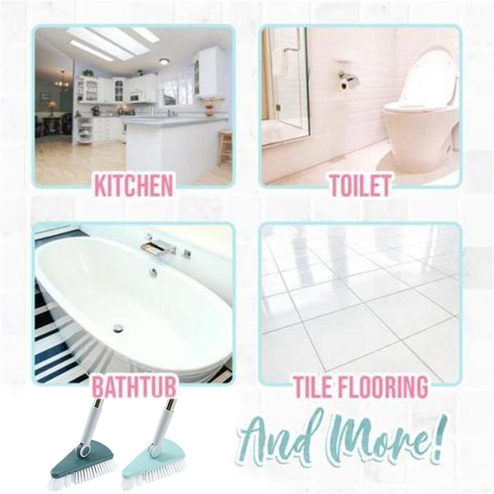 Bendable Corner Scrub Brush with Long Handle Removable Triangle Brush for Stairs Wall Bathroomand