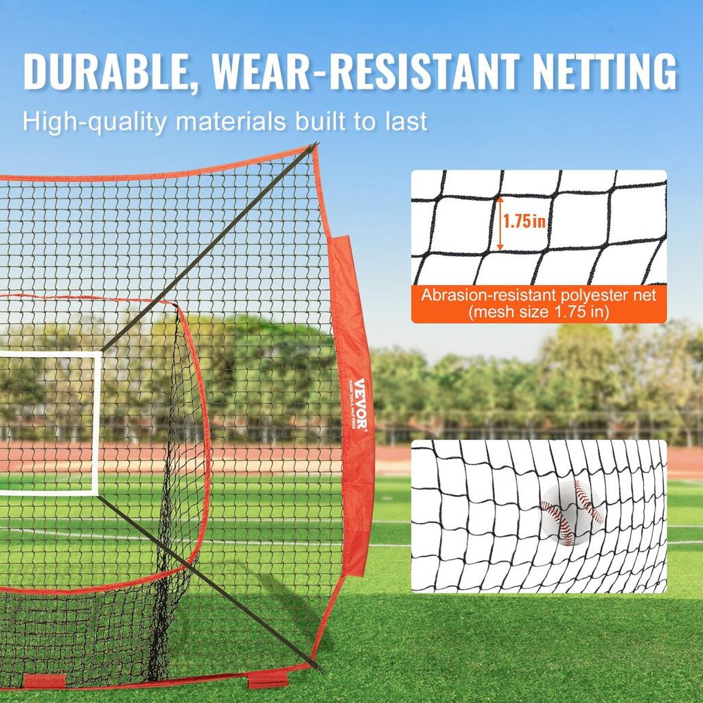 7x7 Ft Baseball Softball Practice Net, Portable Baseball Training Net for Hitting Batting Catching Pitching, Backstop Baseball Equipment Training Aids