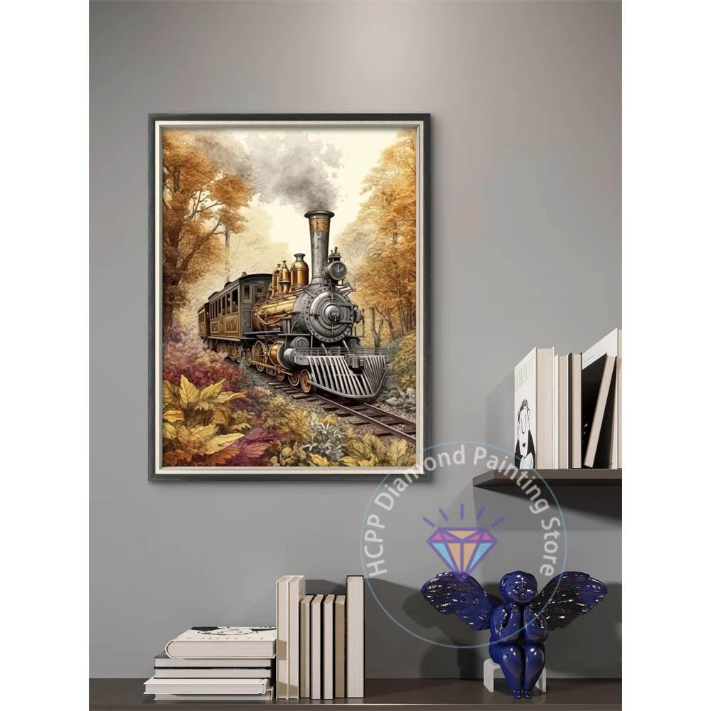 Steampunk Train Diamond Drawing Kit 5D DIY Diamond Embroidery Industrial Punk Handmade Art Exquisite Adult Gift Home Decoration