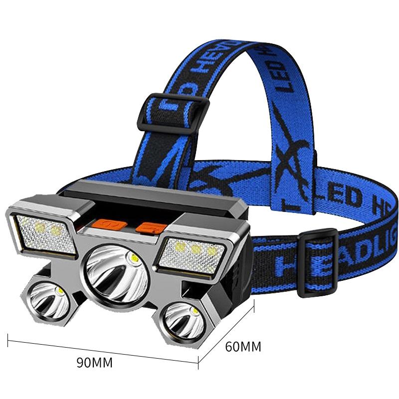 5LED Bright Headlamp Rechargeable Waterproof Adjustable 4Modes Lightweight for Outdoor Camping Running Hiking