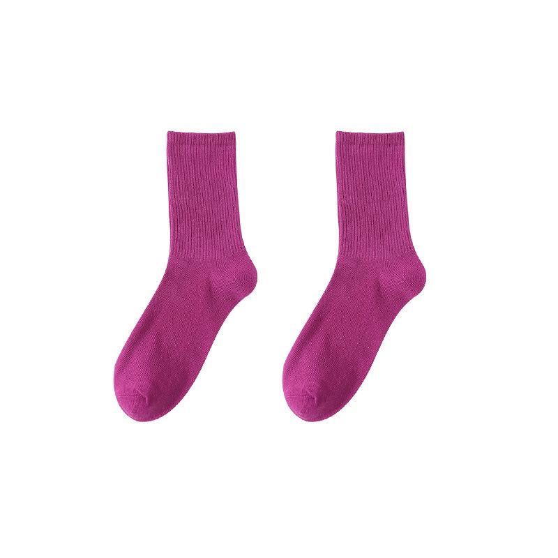 Bonbonfarbene Mid-Calf-Socken: Dünner Stil für Frühling, Sommer & Herbst, Unisex Kniehohe Baumwollsocken, Trendiger Paar-Look Reiner Schwarzer Slouch-Stil.