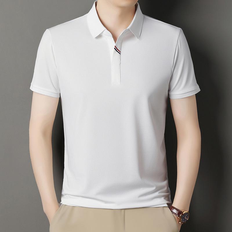 

Мужская рубашка поло с коротким рукавом с лацканами, высококачественный пуловер, повседневная однотонная футболка с коротким рукавом 4XL