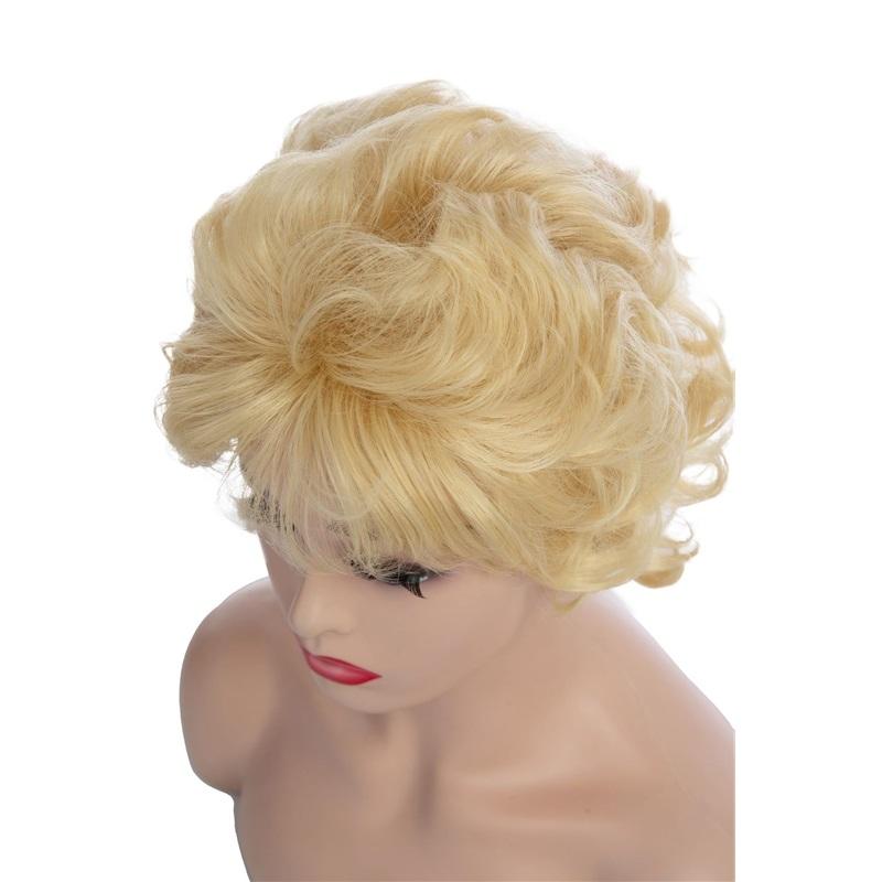 Women Light Golden Wig with Bangs Natural Blonde Hair Short Curly Fluffy Wigs Daily Party Cosplay Heat Resistant Fibre
