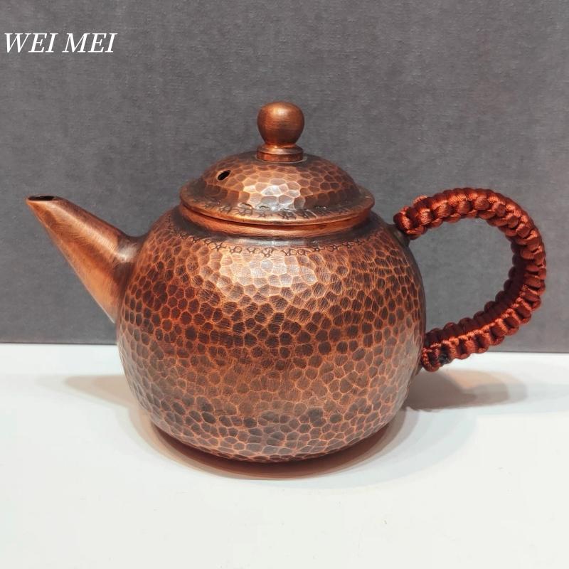 Yiran Furniture Handcrafted Small-Sized Vintage Pure Copper Coffee Pot,200 Ml Boiling Tea Kettle And Brewing Coffee,Hammer Texture Pot Tableware