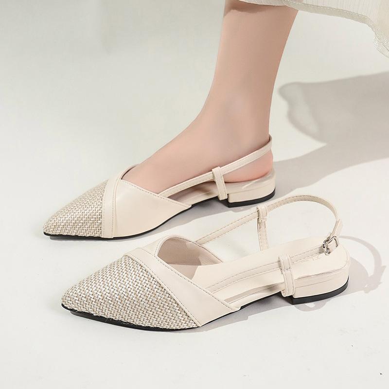 European Station Sandals 2025 New Summer Half Baotou with Elegant Fairy Pointed Versatile Women's Flats