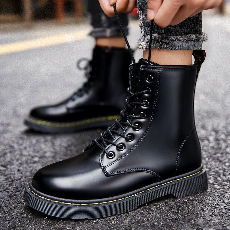 Martin boots lente nieuwe casual Britse leren schoenen leren laarzen hoge top martin boots schoenen één