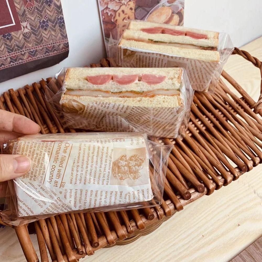 100PCS Transparent Sandwich Packaging Bag Plastic Baking Bag Hamburger Packing Bag  Party Supplies