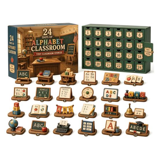 Weihnachtsgeschenk für Kinder 2026 Berufe Adventskalender, 24-Tage Countdown-Box mit Mini Berufs-Schreibtisch-Display Sammlerfiguren, Gemeinschaft