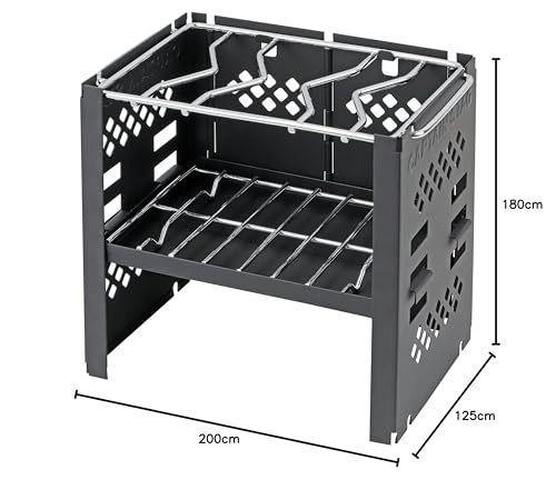 [Amazon.co.jp Exklusivt] Captain Stag (KAPTEN STAG) Grillspis/Bålställ, 2-i-1, Hopfällbar Kamado Smart Grill, B6 Typ, med Väska, 3 Justerbara Nivåer