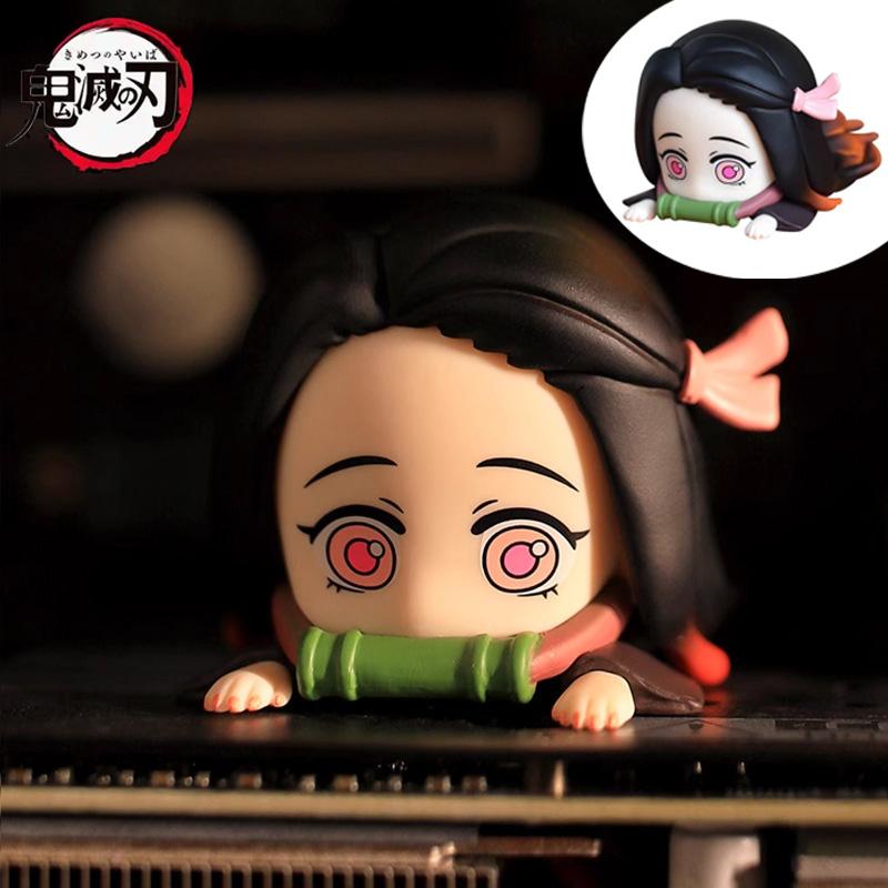 Demon Slayer Kamado Nezuko Action Figures Car Ornament Anime Model Figures Prone Position Desktop Computer Case Decorative Gift