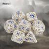 7 Pcs White Blue Skull Metal Dice Hollow Metal Polyhedral Dice Set Suitable for Role-Playing RPG  Board Game Card Game