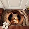 Cute Whimsical Tree?Hole Squirrel Doormat Realistic Wildlife Animal Print Decorative Lovely Nature?Style Indoor Entry Floor Mat