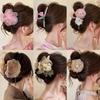 Romantic Vacation Wind Pearl Mesh Flower Grab Clip Sweet Disc Hair Shark Clip Hair Grab Small Fresh Hair Accessories