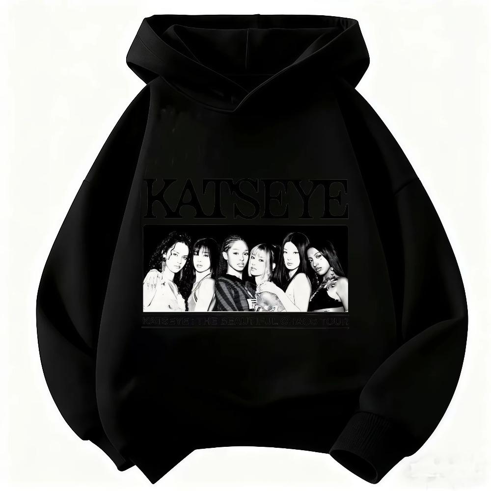 2026 Children KATSEYE Hoodie Kids Loose Casual Hooded Sweatshirt Boys Girls Fashion Graphic Pullover Sport Daily Wear Tops