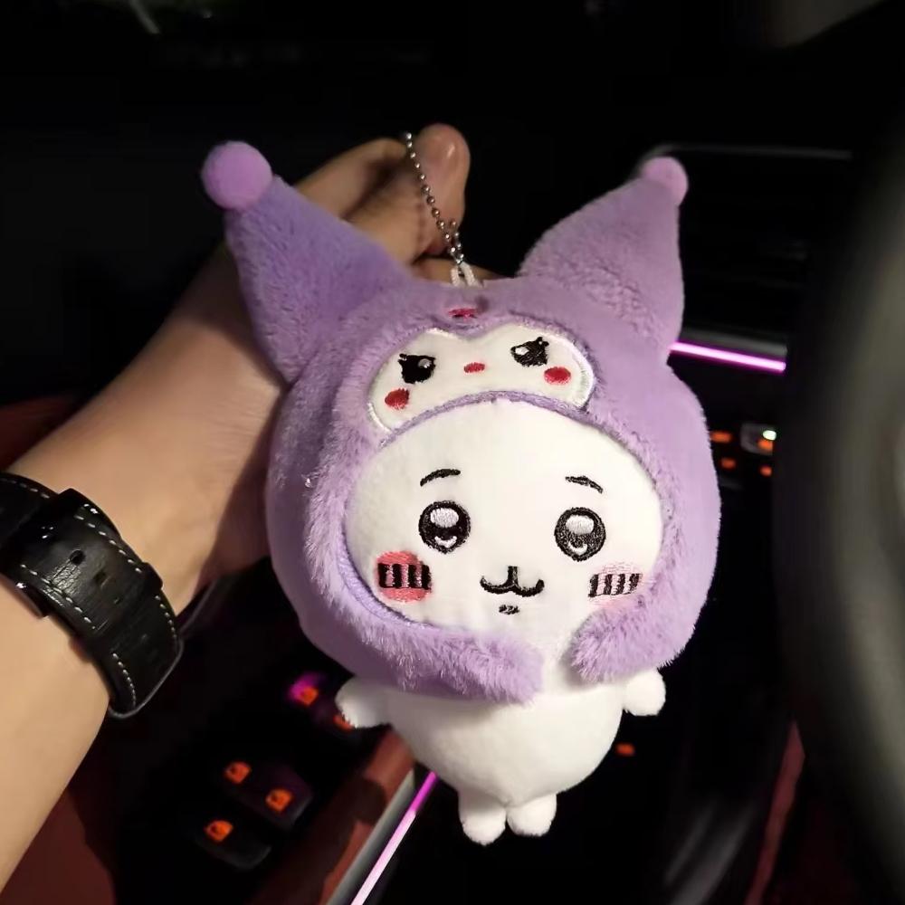 Cute Cross-dressing Chiikawa Plush Doll hachiware Taiyaki Headgear Self-deprecating Bear Keychain Bag Pendant Girl Gift