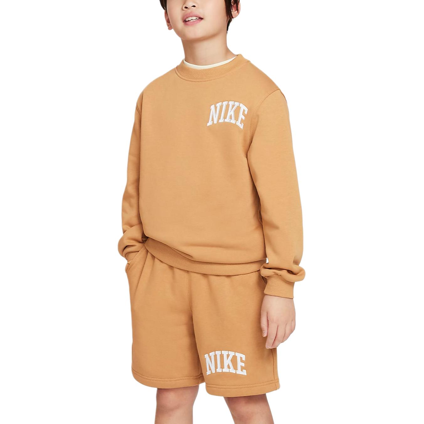 

Nike Спортивная одежда Club French Terry Удобная дышащая повседневная толстовка с длинным рукавом Детские топы из льна белого цвета HJ3144-224 S