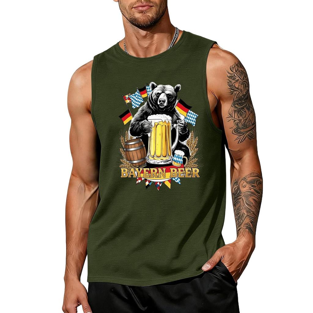 Men's Sleeveless Tank Top Casual Loose Fit Summer Vest Oktoberfest Inspired Graphic Print Comfortable Everyday Wear