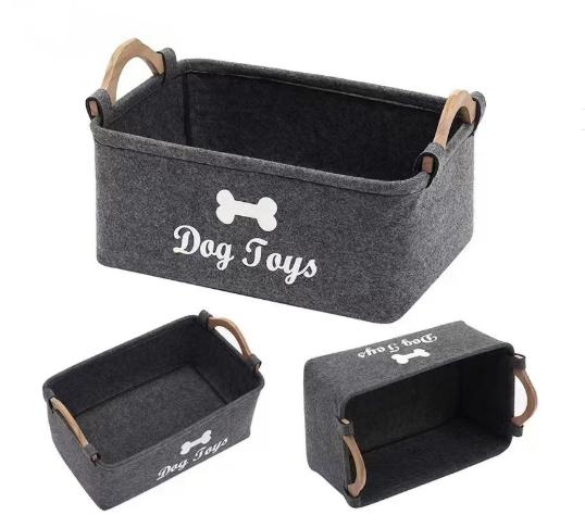 Felt pet toy box dog toy box storage basket box perfect for organizing pets