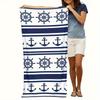 Serviette de Plage Rayée Ancre Marine Impression Lignes Géométriques Séchage Rapide Anti-Sable Absorbante pour l'Été Plage Voyage Vacances