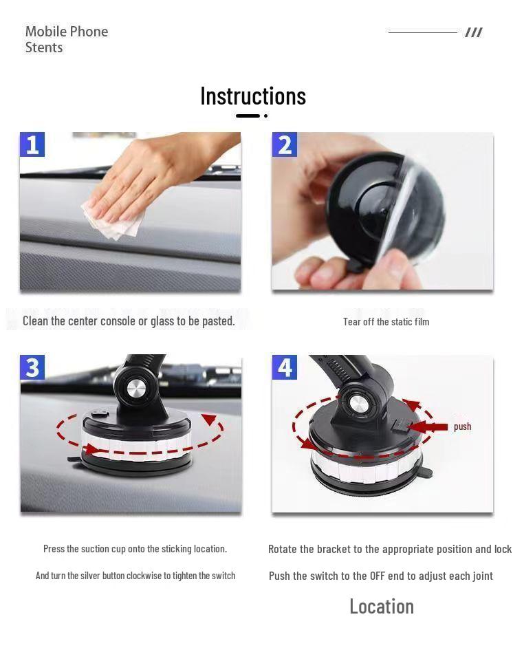 Universal Car Phone Holder with Rotating Suction Cup for Dashboard/Windshield - Shockproof, Fits Cars & Vans