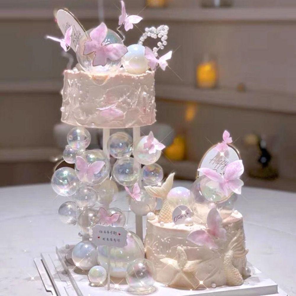 32PCS Mixed Sizes Ball Cake Toppers Mixed Color Cake Ball Decoration Baby Shower